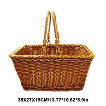 Small Picnic Basket Handmade Imitation Rattan Picnic Basket with Handle Camping Picnic Willow Weaving Storage Hamper Outdoor Fruit Holder (Color : 1) (2)
