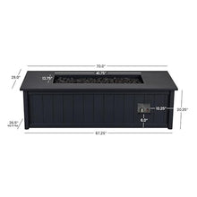 Landon Bay 70 Inch Rectangular Aluminum Propane Fire Pit Table in Black By Lakeview Outdoor Designs