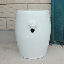 JOYNOW Ceramic Garden Stool Decorative Garden Stools White Lion Head Ceramic Stool Pier Cool Sofa Side Table Vanity Stool Sample Room Drum Stools Garden Stool Ceramic