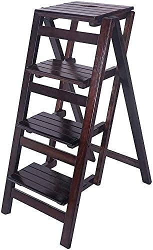 GAAHRQQQ Foldable Step Stool Solid Wood Folding Ladder Stool Adult 4 Steps Stool Shoe Bench Multifunction Flower Stand Indoor Outdoor Flower Stand Plant Stand
