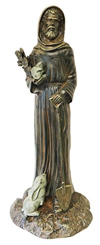 28.5" Tall Saint Francis of Assisi Patron Saint of Animals and Nature Statue Elegant Home Garden Outdoor Decor Figurine Aluminum Metal