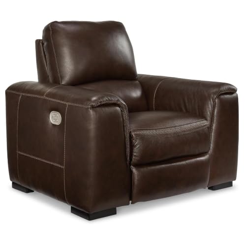 Sanco Power Recliner Chair, Adjustable Headrest, USB, Walnut Brown Leather