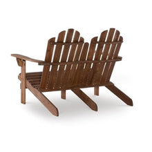 Riverbay Furniture Adirondack Outdoor Loveseat, 52.36" W x 37.4" D x 38.58" H, Solid Wood Acacia, Acorn Brown Finish, Sturdy Classic Design, Indoor/Outdoor Patio or Garden Bench Style Seating