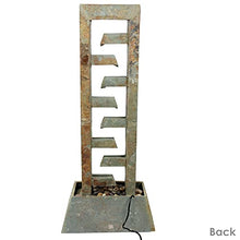 Sunnydaze 49-Inch Stacked Slate Outdoor Water Fountain Large Freestanding Waterfall Light Brown