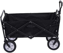 PUCNHZYNW Portable Folding Beach Camping Wagon with Steel Brakes Collapsible Garden Cart with 4 Wheels Foldable Hand Transport Trolley for Festivals Black