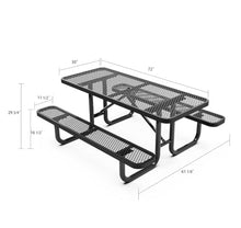 LifeYard Heavy Duty 6' Rectangular Picnic Table, Expanded Metal, Black (72" Long)