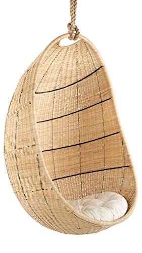 KOUBOO Cocoon Wicker Seat Cushion, Natural Color Hanging Swing Chair, Brown