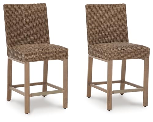 Signature Design by Ashley Walton Bridge Armless Cushioned Bar Stool Set of 2 Light Brown