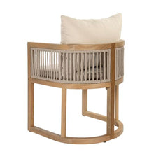 Christopher Knight Home Malo Outdoor Dining Chairs Set of 4 with Cushion, Acacia Wood Patio Dining Chair with Woven Rope Accent, Kitchen Side Chair, Patio Furniture Dining Set, Light Teak+ Beige