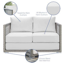 Modway Aura Outdoor Patio Wicker Rattan Sofa Set Gray White