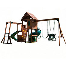 Swing-N-Slide Grandview Twist Play Set with Slides, Swings, Monkey Bars, Glider, Climbing Wall Green