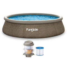 Funsicle Quickset Designer 14' x 36" Round Above Ground Swimming Pool, with FiltraBoost 800 GPH Filter Pump, Ladder, Type D Filter Cartridge & Repair Patch, Triple Basketweave