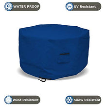 Octagon Fire Pit Cover 18 Oz Waterproof - 100% Weather Resistant Outdoor Fire Pit Table Cover with Air Pocket & Drawstrap for Snug Fit (40" H x 65" D, Blue)