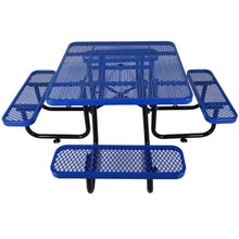 Neojoyoenix Square Outdoor Steel Picnic Table 46" Blue,with Umbrella Pole