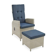 All-Weather Wicker Outdoor Recliners with Ottomans and Cushions Set of Two Beige Beach Nautical Coastal Steel Cushion Included Ottoman Weather Resistant