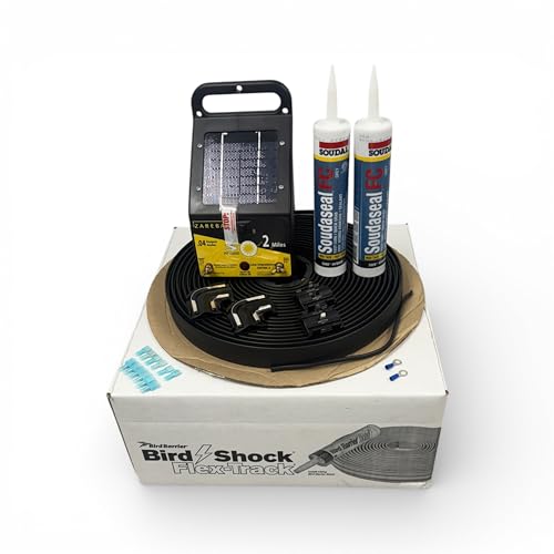 Bird Shock Flex-Track Complete Starter Kit | Low-Profile Bird Deterrent System | Humane Avian Control Track | Pigeon Spike Alternative | Long-Term Exclusion | Solar Black