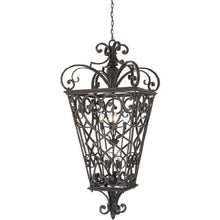 Quoizel Fort Quinn Outdoor Pendant Lighting 31 Inch 8-Light Marcado Black Chandelier