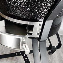 26in Ceramic BBQ Grill, Ceramic Smoker with Stainless Steel Grates,Thermometer, 2 Wooden Handle,Outdoor Cooking,Camping,Picnic(A,22in)