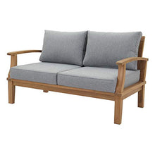 Modern Contemporary Outdoor Patio Sofa, Chair and Coffee Table Set, Wood, Grey Gray Natural