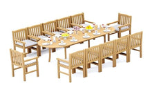 TeakFurnitureOutlet A-Grade Teak 13pc Dining 118" Oval Table 12 Devon Arm Chairs Set Outdoor Patio