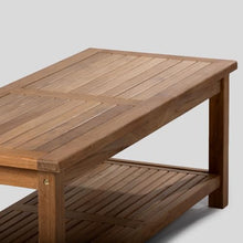 TITAN GREAT OUTDOORS Ash & Ember Sierra Grade A Teak 47" Coffee Table with Shelf, Weather Resistant Tea Table for Deck, Porch, or Backyard Use, Slatted Indoor Outdoor Patio Lounge Furniture