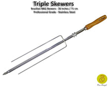 Triple Skewer - Set of 10 Brazilian Skewers for BBQ 28" - Professional Grade