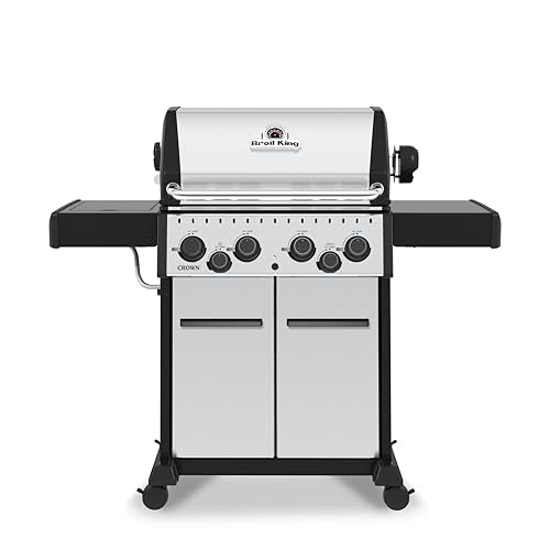 Broil King 865384 Crown S 490 4-Burner Propane Gas Grill with Side Burner and Rear Rotisserie Burner in Stainless Steel
