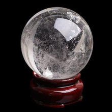 FOTCFATEV Round Rock Quartz Crystal Ball Gemstone Figurine with Stone Stand, Polished Divination Sphere for Yoga Feng Shui Home Decor,62~65mm