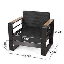 Christopher Knight Home Giovanna Outdoor Club Chair, Black + Natural + Dark Gray