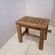 LSXIAO Shower Bench Stool, Spa Sauna Seat, Teak Frame Waterproof Non-Slip Deadweight 200kg for Bathroom, Living Room, Bedroom, Garden Leisure (Size : 42 * 22 * 40CM)