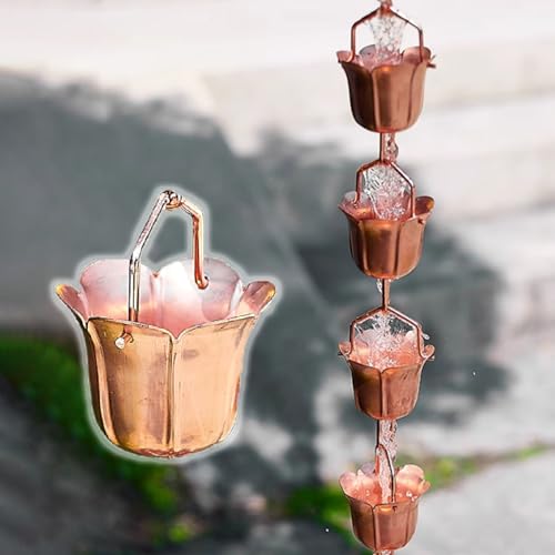 YUSIWOAL Rain Chain with Flower Design for Gutter Downspout Water Diversion(4 m (13ft))