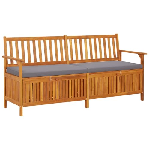 LKJephalotrope 3-Seat Solid Acacia Wood Storage Bench with Cushion, 67in