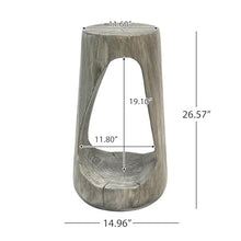 OROTLECT Hollow Tree Stump Accent Side Table, MgO Faux Wood Concrete End Table No Assembly Wabi Sabi Plant Stand Stool Indoor Covered Outdoor Gray