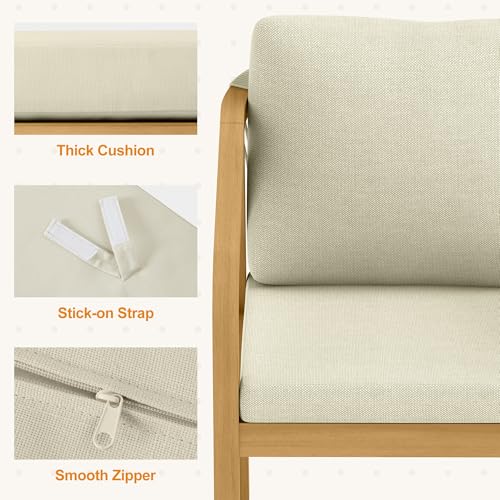 FansaFurn 6-Piece Outdoor Acacia Wood Patio Dining Chairs Beige