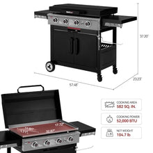 Royal Gourmet GB4008B 4-Burner Gas Griddle, Recessed Fry Zone, Camping