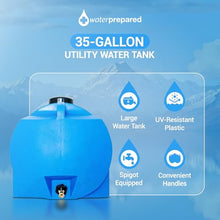 WaterPrepared 3 Pack Portable Water Tank 35 Gallon Blue