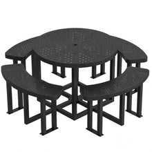 DWVO 38" Round Metal Picnic Table with Umbrella Hole