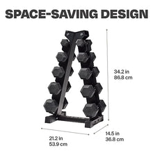 CENTR Dumbbell Weight Set with Rack - 150 Lb Rubber Hex Weight Set