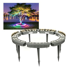 KPHYMOD AC24V Landscape Tree Ring Lights Outdoor, RGB Color Changing Round Plant Lights, Interlocking Design for Backyard Palm Tree Trunk Lighting(7 Packs)
