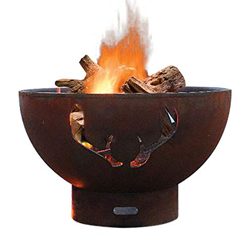 Fire Pit Art Antlers Wood Fire Pit (Antlers)
