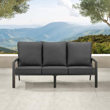 Oakland Living Black Aluminum Patio Deep Seating Outdoor Sofa Couch with Black Cushions