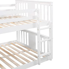 P PURLOVE Full Over Full Bunk Bed with Ladder and Slide White
