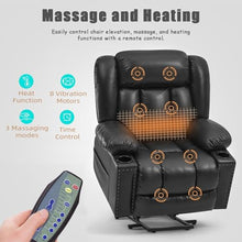 UOPYNE PU Leather Power Lift Recliner Chair with Massage, Heated, Black