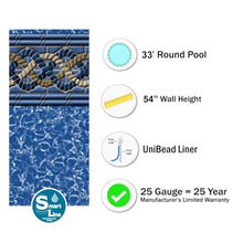 Smartline 33 Round Mystri Gold Unibead Liner | 54" Wall Height | 25 Gauge Vinyl | Above Ground Swimming Pools