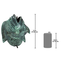 Design Toscano Asian Dancing Koi Fish Piped Statue Fountain Pond Water Feature, Medium, 11 Inch, Real Cast Bronze, Green Verdigris