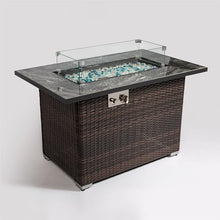 Deluxe 44-inch Outdoor Propane Gas Fire Pit Table with Ceramic Tabletop, 50000BTU Heat Output, Stainless Steel Burner, and Protective Lid - Elegant Patio Furniture for Warmth and Ambiance