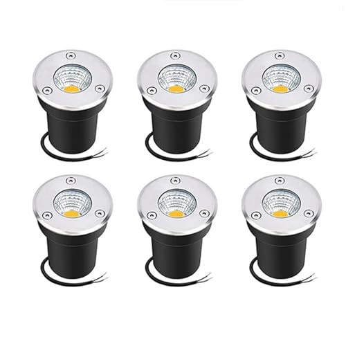tyfuture 6 Pack Garden Landscape Lights LED In Ground Light IP66 Waterproof AC85-265V COB Recessed Buried Lights for Outdoor Park Driveway Deck Step Underground Light(Blue,30W)