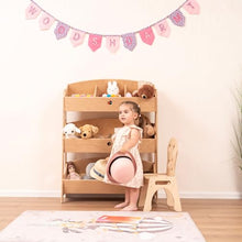 Wood And Hearts Montessori 3-Tier Shelf Natural Wood