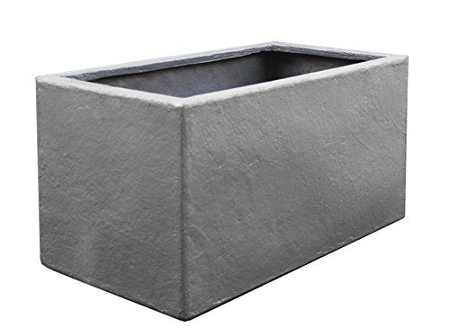 NMN Designs Thomas Planter - 30" L x 16" W x 16" H - Fiberglass Plant Container - Gray - Indoor/Outdoor - Drainage Holes - Commercial/Residential - Rectangle Plant Container - Big Plants