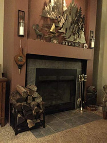 DJVHSRI Fireplace Screen Firewood Racks for Indoor/Outdoor, 17.7 Inch Wide Small Log Rack Brackets & Fireside Logs Holders, W/Pine Decorative Pattern,